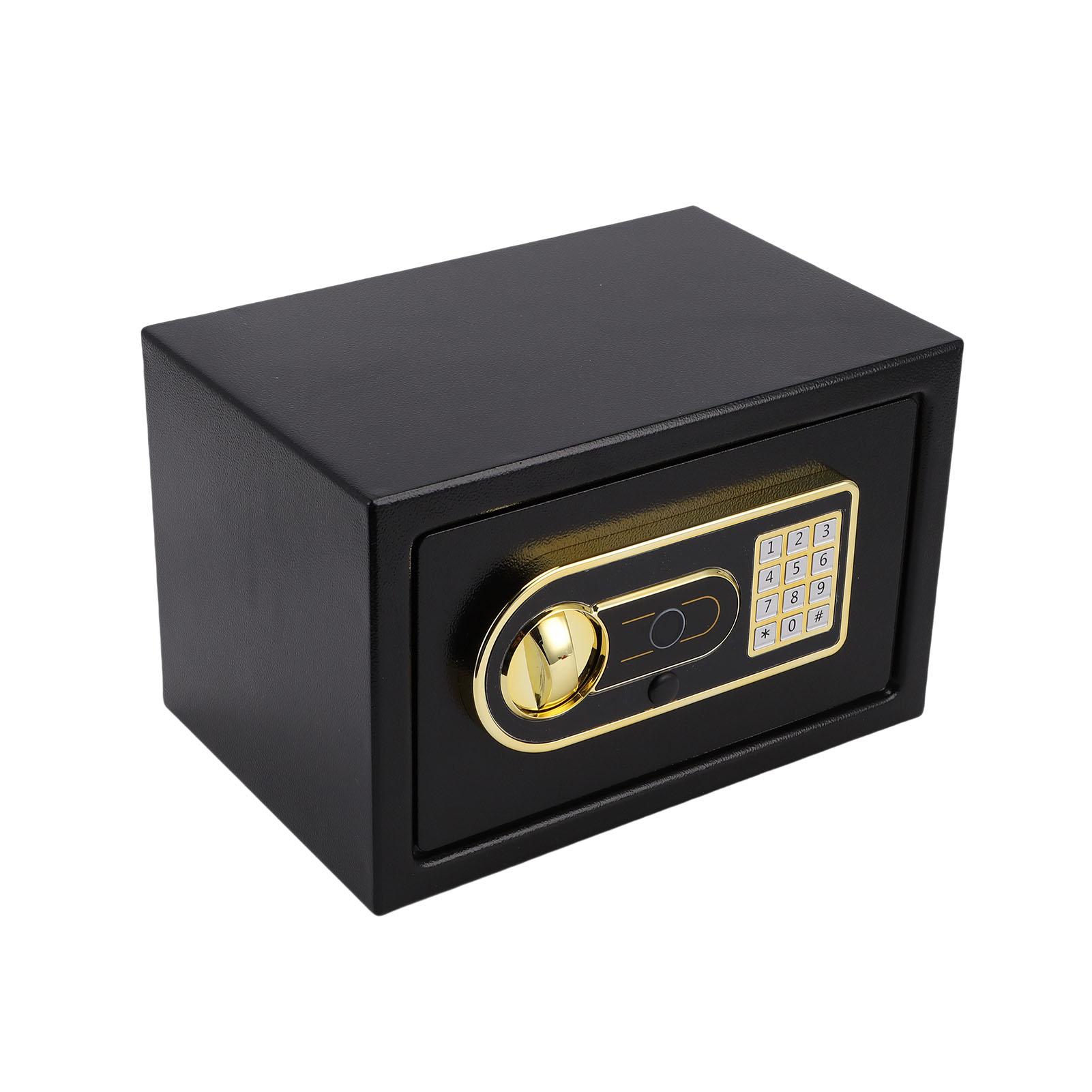 

Small Biometric Fingerprint Safe Box Steel with Keypad Alarm Key Home Jewelry Safe for Money Document 20EBF Black