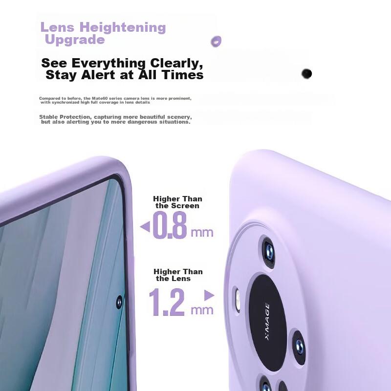 Full Lens ProtectionCase for Huawei Mate60 Pro, Genuine Liquid Silicone Ultra-Thin Full Protection Shockproof Anti-Fingerprint Soft Case