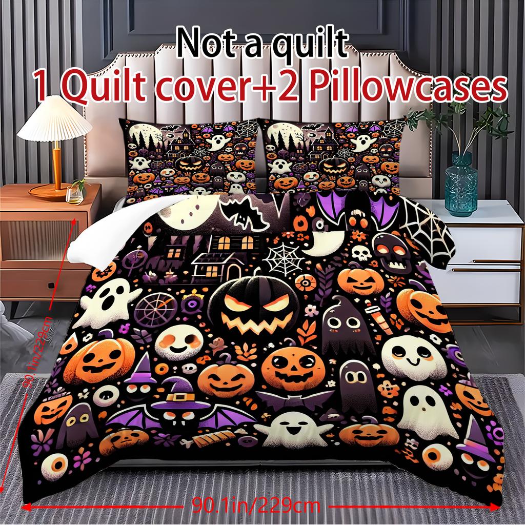 Halloween Three-piece Bedding Set Quilt Cover Pillowcase Brushed Fabric Thickened