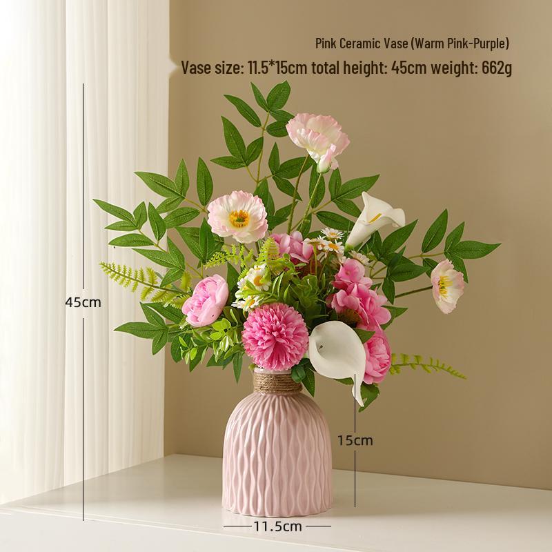 Yapay Çiçek Aranjmanları İçin Zarif Seramik Vazo - Oturma Odası veya Yemek Masası Dekorasyonu İçin Mükemmel