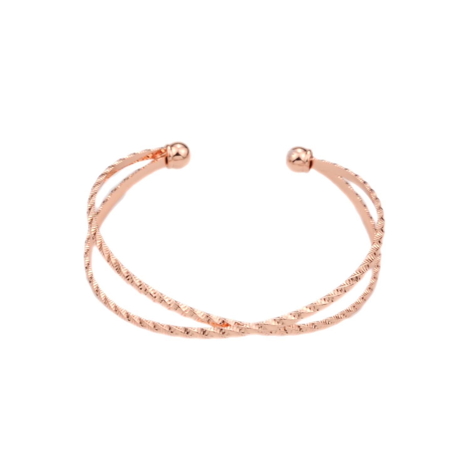 European Fashion Elegant Cross Open Bangle: Geometric Double Layer Bracelet with Simple Personality Design