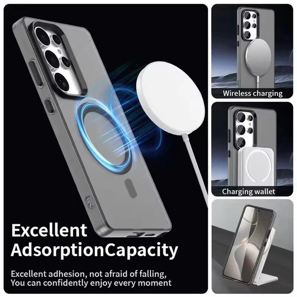 For Samsung Galaxy S25 S24 Ultra Translucent For Magsafe Phone Cases For Samsung S23 Ultra S24 FE S25 Plus Magnetic Matte Cover