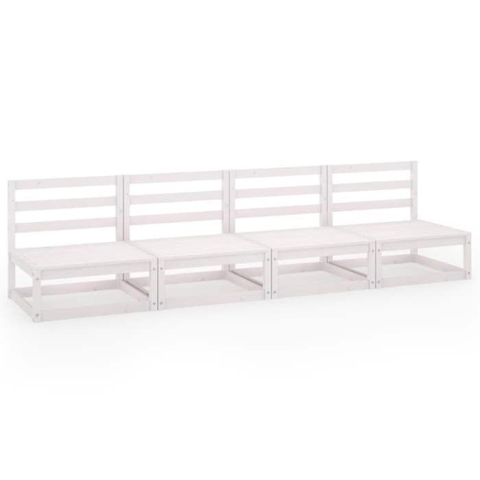 VidaXL 4-Seater Garden Sofa Patio Sofa Terrace Furniture Outdoor Sofa Outdoor Furniture White Wood 3075340
