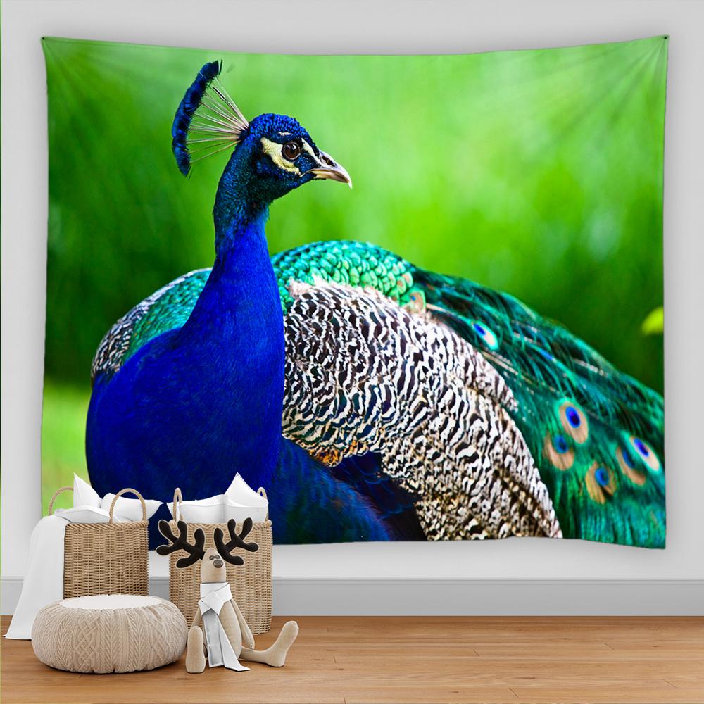 Peacock Bird Tapestry Wall Hanging Flowers and Birds 3D Printing Large Wall Tapestry Bohemian Hippie Home Bedroom Decoration
