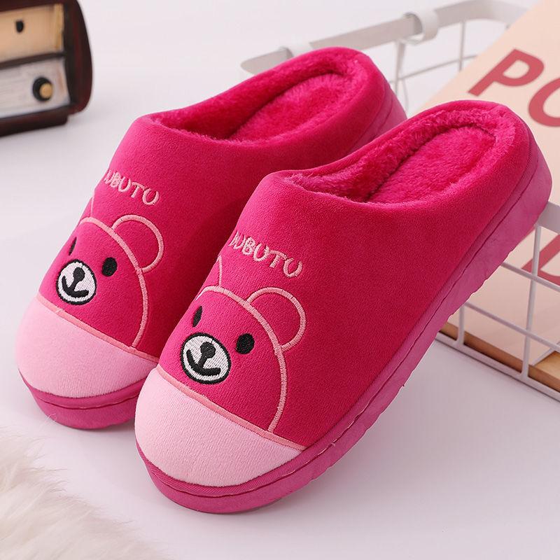 Cotton Slippers Men's Spring and Autumn Winter Indoor Home Use Non-slip Warm Home Couple Winter Plush Women