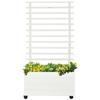 Planter Box with Trellis, 4 Wheels, Natural Wood, Weatherproof Coating, White, 76 X 30 X 155 Cm