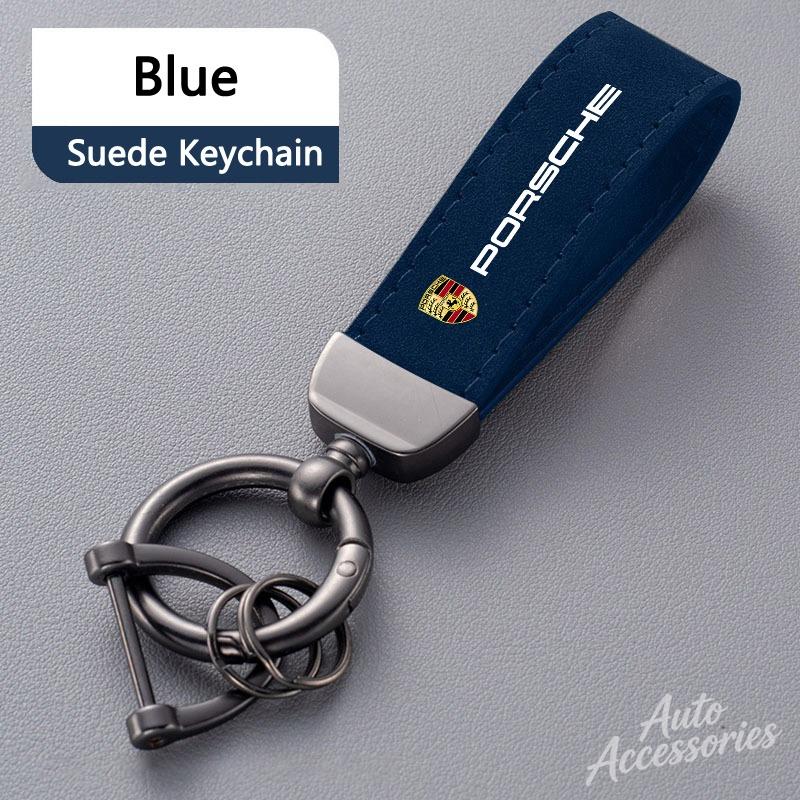 Suede Car Styling Keychain Pendant Anti-lost Keyring Charm Gift For Porsche 911 718 Cayenne Cayman Panamera Macan Taycan Boxster CY5