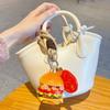 PVC Hamburger Squishy Keychain Realistic Food Beef Hamburger Ornaments Foodie