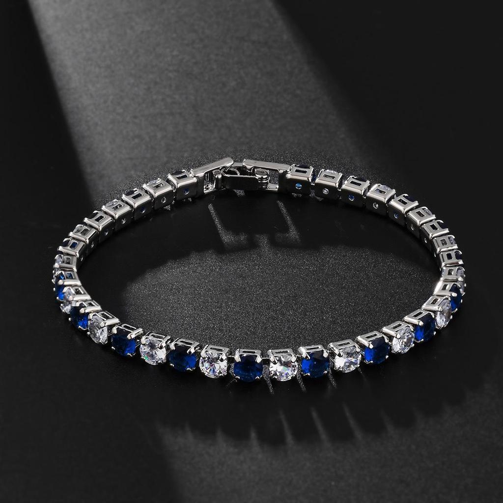 Elegant 4mm White Gold Zircon Tennis Bracelet – Women's Colorful Diamond Chain