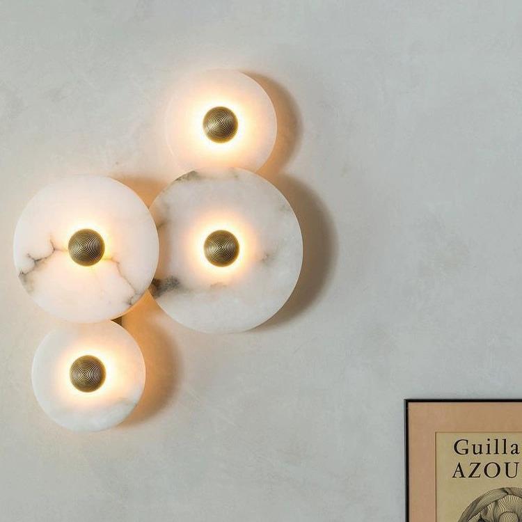 Nordic Luxury Marble Wall Lamp: Modern Design with Round Stone for Bedroom & Living Room