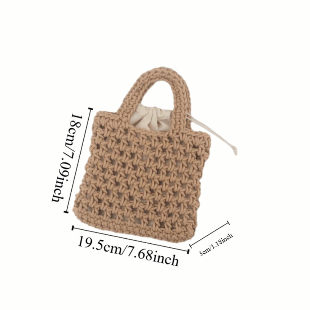 Exquisite Woven Tote Handbag Bohemian Hollowed Out Beach Bag Fashion Crochet Knitted Bag  Travel