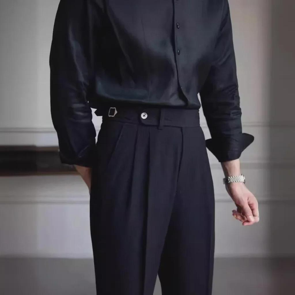 2024 Men's Summer High-Waist Straight Casual British Retro Trousers