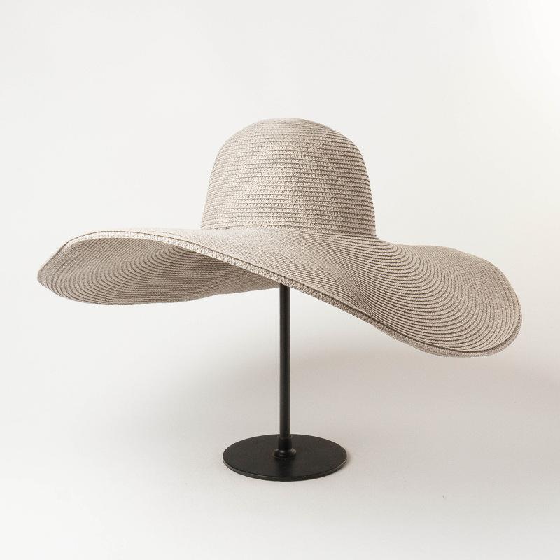 European, American spring and summer new simple bare dome big eaves papyrus straw hat outdoor shading sun protection travel beach straw hat