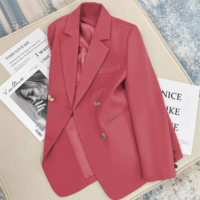 Frühling und Herbst Koreanische Mode Britischer Stil Einfarbiger Blazer Damenbekleidung Französische Textur Mode Kleiner Anzugmantel Damen