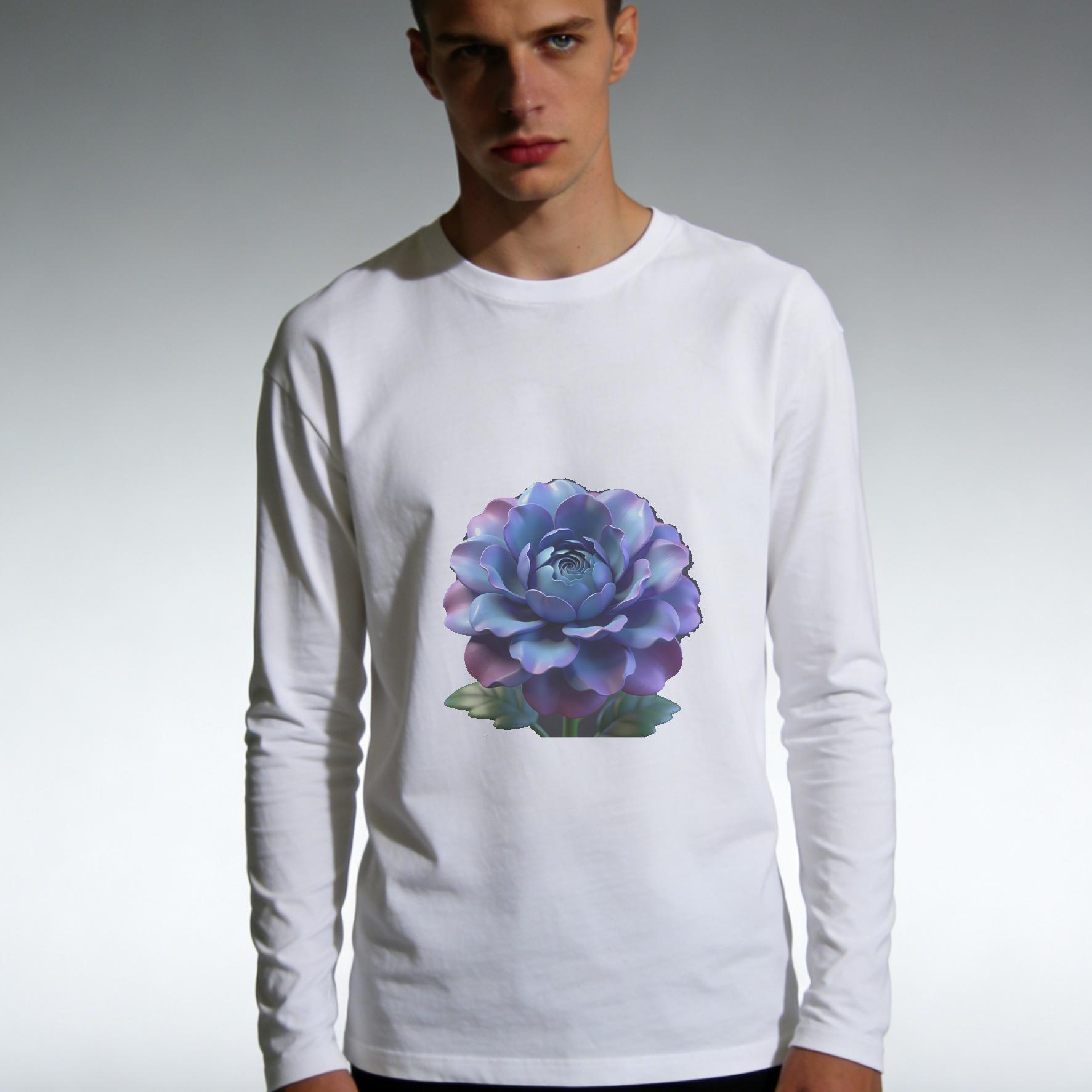 Heavyweight Pure Cotton Drop Shoulder Long Sleeve Round Neck Printed T-Shirt Unisex Loose Base Shirt Printed Pattern Advertising Cultural Event Shirt 3XL белый