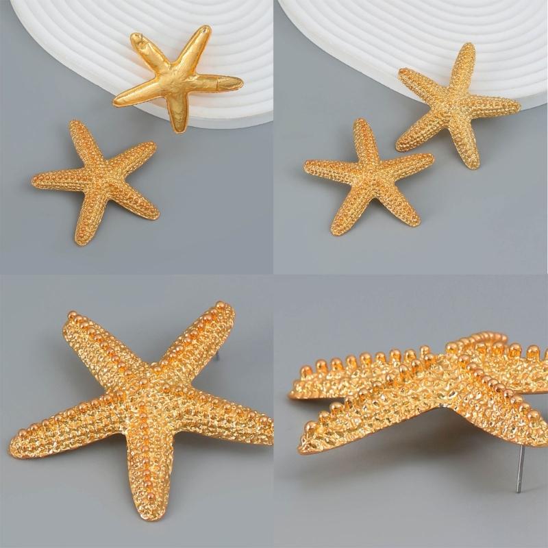 Beach Earrings Necklace for Women Elegant Vintage Starfish Pendant Choker Danger Earring for Party Holiday Boho-Jewelry