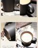 Large European-Style Matte Black Ceramic Mug with Spoon