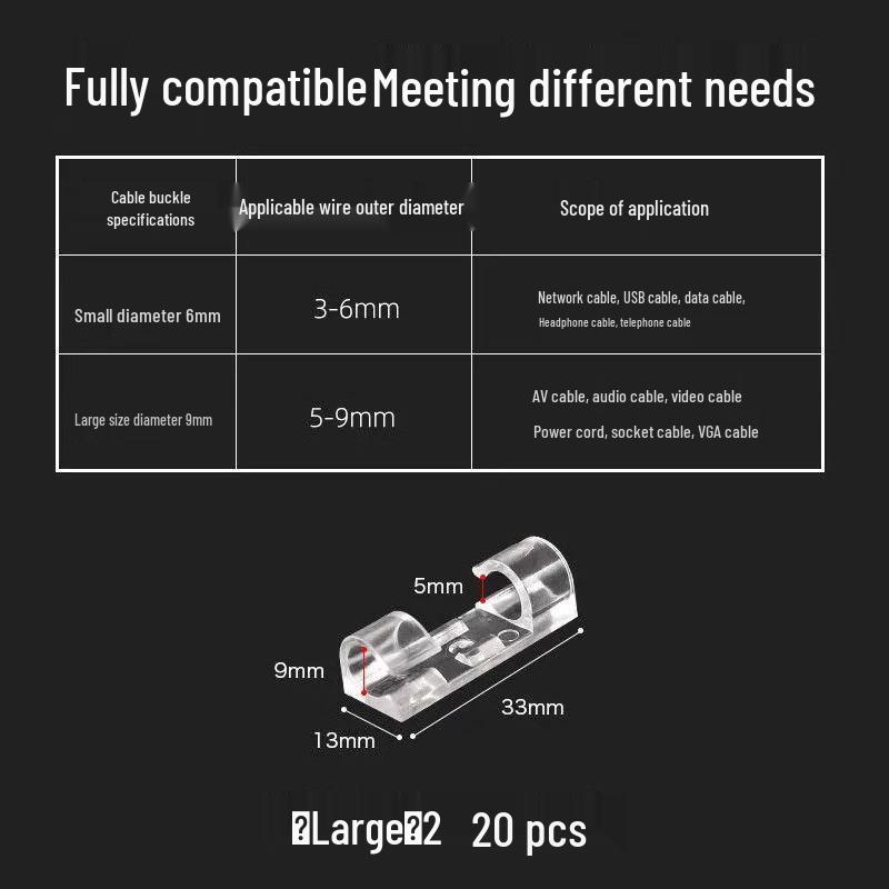 Self-Adhesive Cable Organizer: Punch-Free Wire Storage & Management Solution for Data and Network Cables