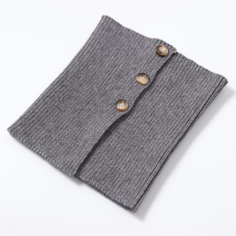 Unisex Wool Knit Neck Warmer: Autumn/Winter Buttoned Scarf Collar