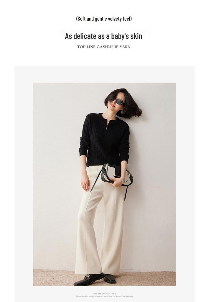 Women's Autumn/Winter 2024 Loose Cashmere Half-Zip Sweater