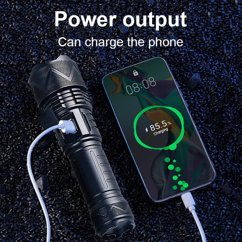 High Powerful Flashlight Super Bright XHP70 Flashlight Zoomable Torch Outdoor Camping Lantern