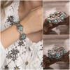 BLINGBAY Dames Boheemse Vintage Turkoois Bloemen Armband Holle Geometrische Manchet Armband Etnische Sieraden Cadeau