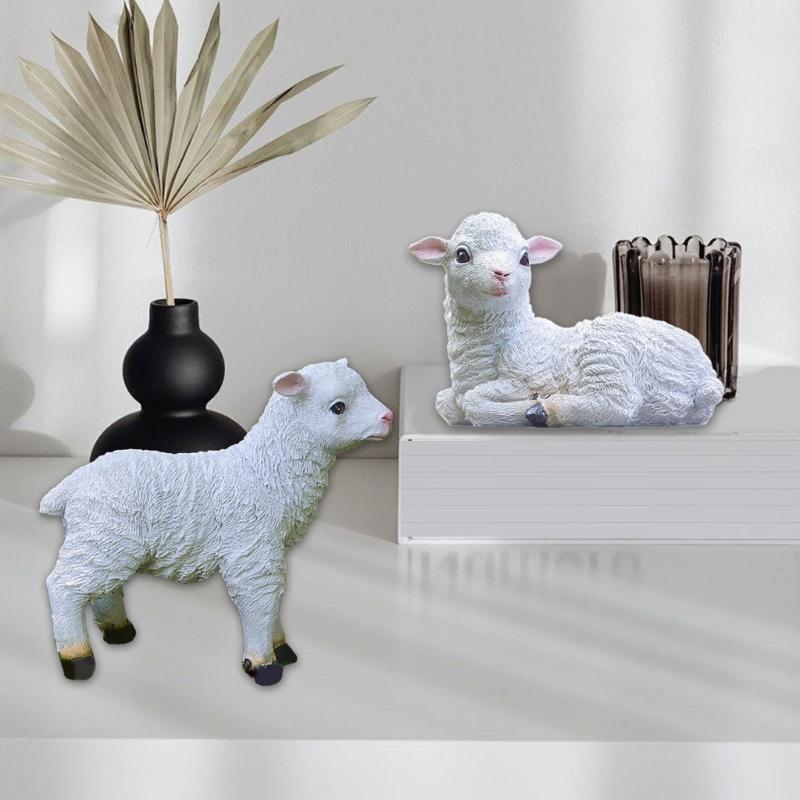 Detailed Small Resin Goat Figurine Multiple Poses Durability Lamb Statue Sheep Sculpture Ideal For Table top Shelf Display