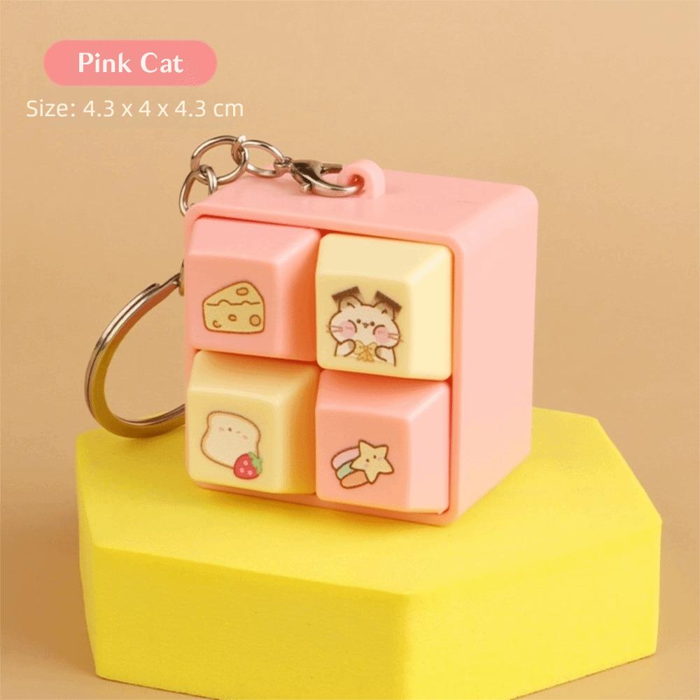 Fun Cartoon Squeeze Music New Unique Four-square Merit Key Button Keychain Couple Car Bag Key Chain & Pendant