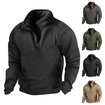 Bahar ve Erkek Ayakta Yaka Sweatshirt Açık Hava Rahat Kazak Üstleri