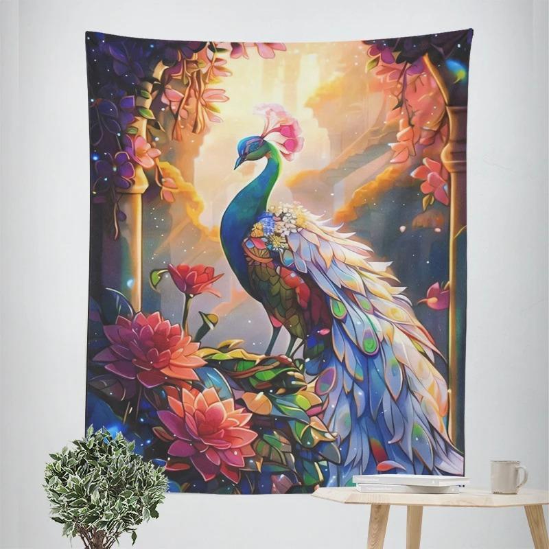 

Красивый декоративный гобелен с павлином, украшение для дома, стены, офиса, гостиной, гобелен 100x75cm