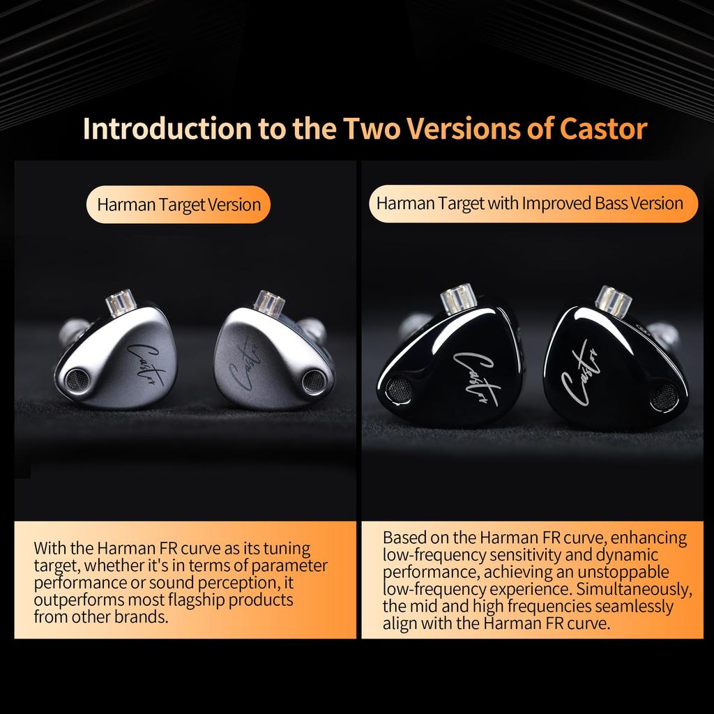 KZ Castor Earphones KZ Monitor Earphones Wired Dual Dynamic Drivers for Musicians and Singers Earphones 2DD Tuning Switch Memory Foam Ear Tips