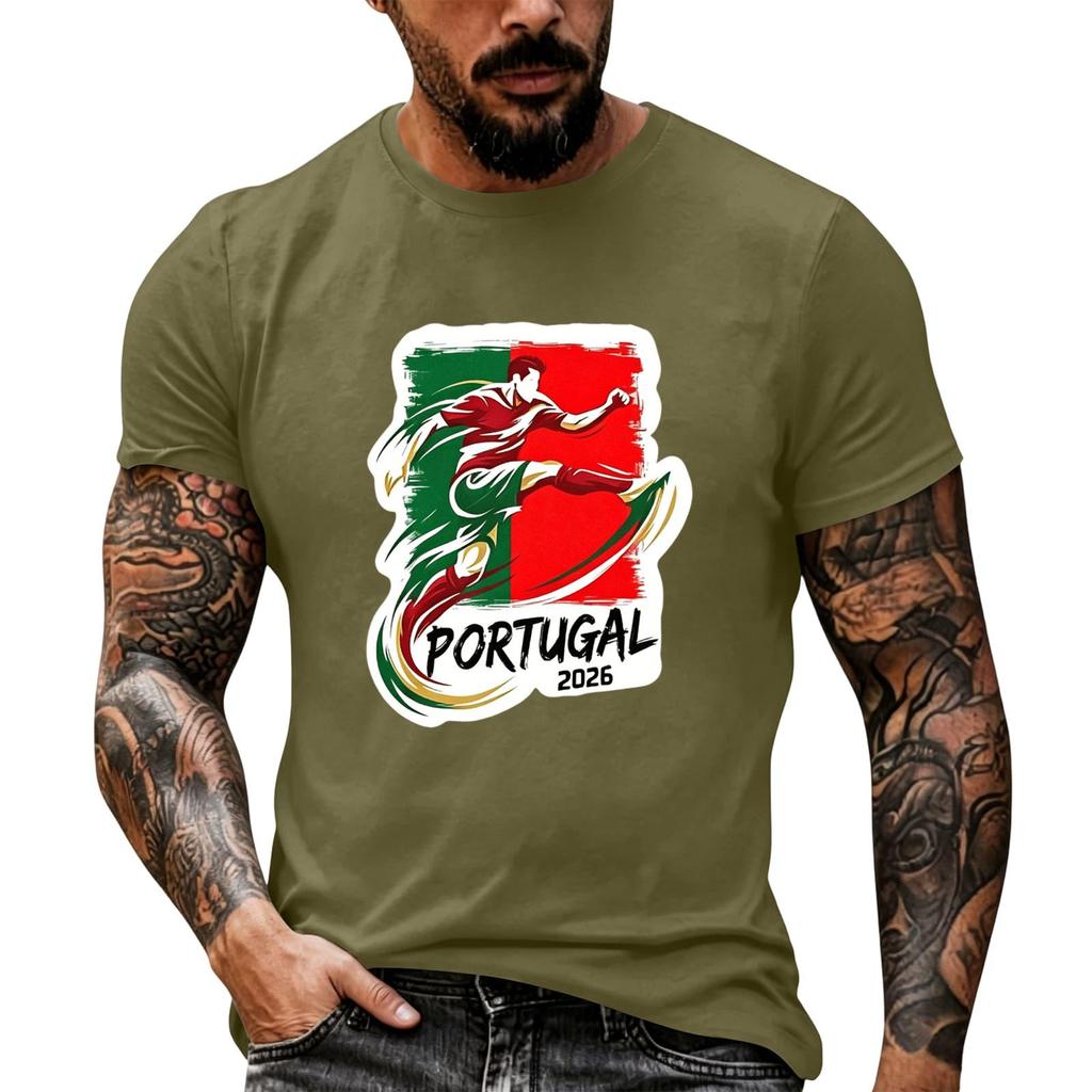 Men's Short Sleeve Crew Neck T-Shirt Soccer Graphic Print Casual Fit Lightweight Soft Fabric Comfortable Wear