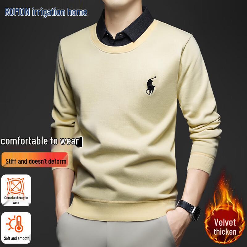 Romon Men s Casual Half-High Collar Plush Knit Sweater 4XL