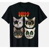 HISS KISS Band Cat Print T-Shirt Casual Cotton Tee Soft Tops for Rock Music Fans Cat Lovers Humorous Pet Lover Tshirt