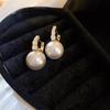 Elegant French Retro Floral Pearl Earrings - Geometric, Versatile, High-End Design for Women