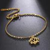 Cazador Gold Color Lotus Charm Bracelet for Women Aesthetic Flower Stainless Steel Chain Bracelet on Hand Jewelry Gift Wholesale