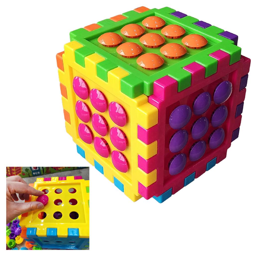 Large Bead Building Blocks Cube Toy Large Particle For Kids Educational Color Sorting