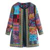 Vintage Floral Print Plus Size Cotton Jacket Women Long Sleeve Ethnic Coat