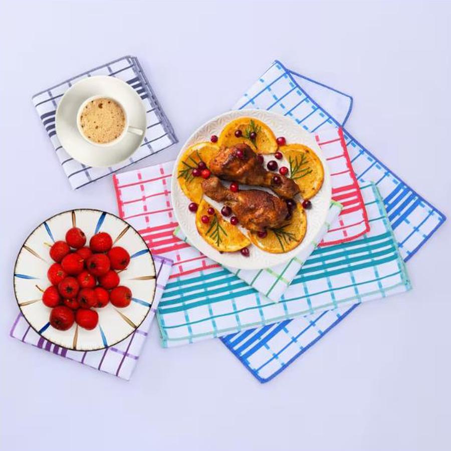 Checkered Kitchen Absorbent Cleaning Cloths, 6/12 Set, Household Dishcloths and Tablecloths, Easy-to-clean Household Cloths.