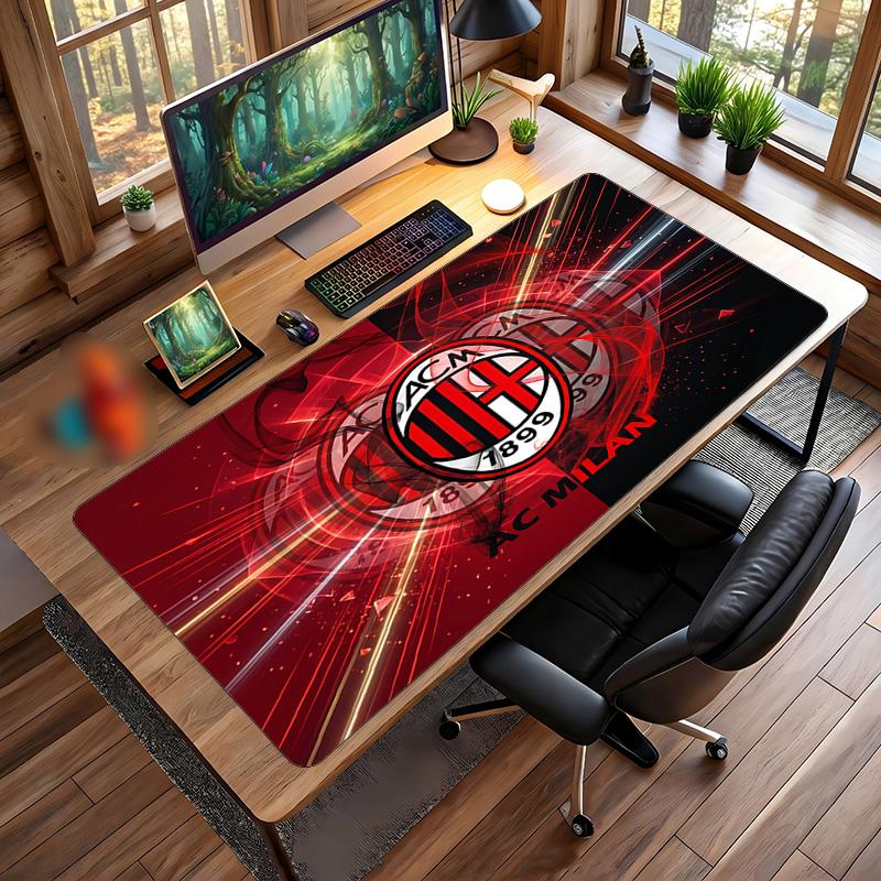 משטח עכבר גדול מודפס AC Milan, משטח שולחן גיימינג מגומי רך מונע החלקה לקישוט משרד, מחשב נייד, מחשב