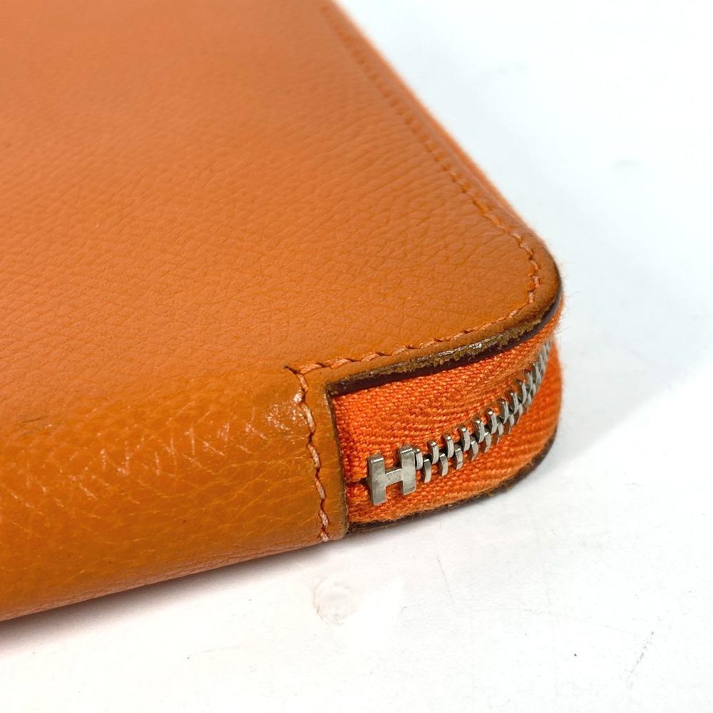 HERMES Azap Integral Long wallet Zip Around Long Wallet Leather Orange