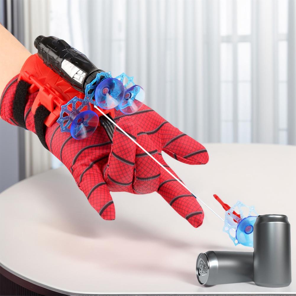 Spinnennetz-Werfer Cosplay-Handschuh Jungen Superhelden Netzschützen Handschuh Set Recycelbare Weiche Geschosse Halloween Spielzeug Kinder Geschenke