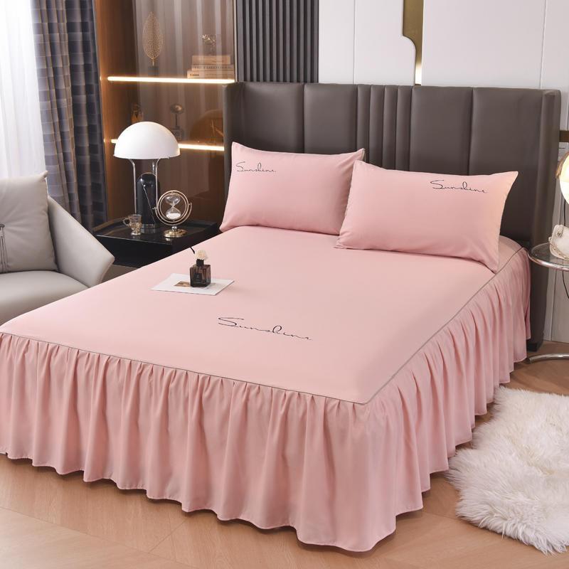 3 Pieces of Skin Friendly Bed Skirts Full Set of Bed Covers Thick Raised Lace Bed Sheets Tatami Mats Non Slip Covers