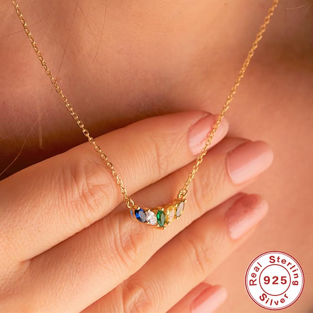 Classic Ladies Necklace S925 Sterling Silver Exquisite Versatile Horse Eye Color Dopamine Eye Pendant Necklace Clavicle Chain