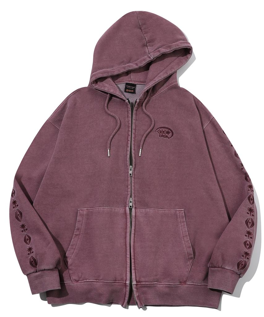 Cpgn Studio [2-Way] Sleeve Star Pigment Hoodie Zip-Up Dusty Pink