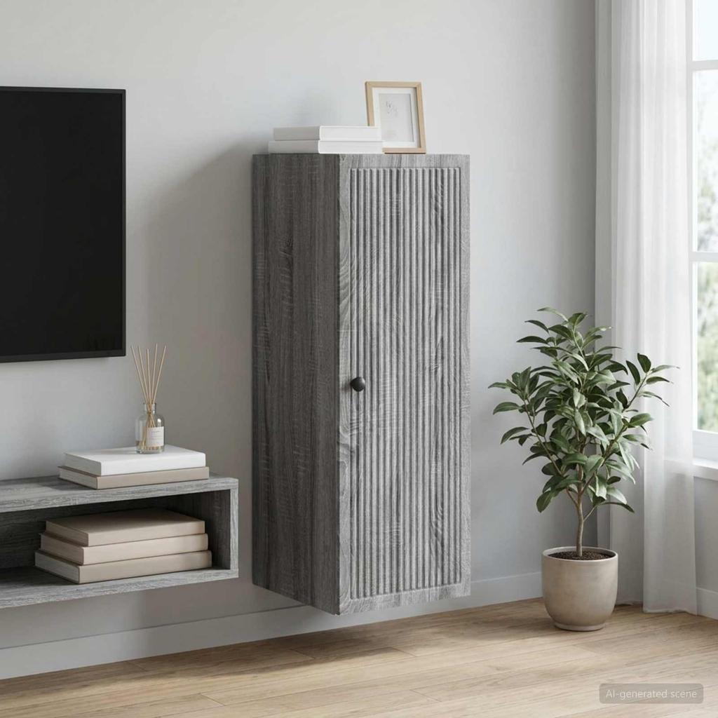 Wall Mounted Cabinet Grey Sonoma 33 x 34.5 x 90 cm Particleboard