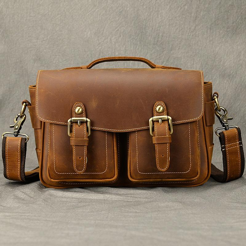 Vintage genuine leather camera bag and mini mirrorless camera bag premium leather shoulder and crossbody bag