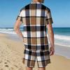 Men Black Gold Swirl Texture Split Print Short Sleeve Tee And Matching Shorts Two Piece Suit