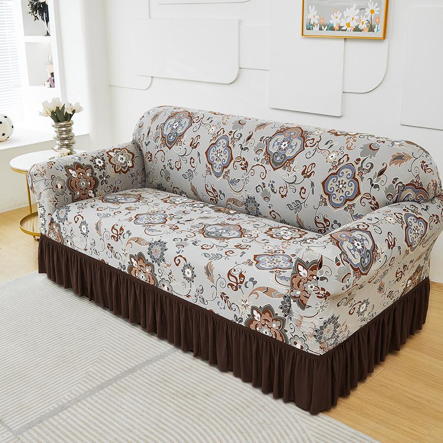 1 stuk elastische bankhoes met rok afneembaar wasbaar slipcover stretch bankhoes voor woonkamer eenvoudig te installeren & verwijderen 1 Seater gray