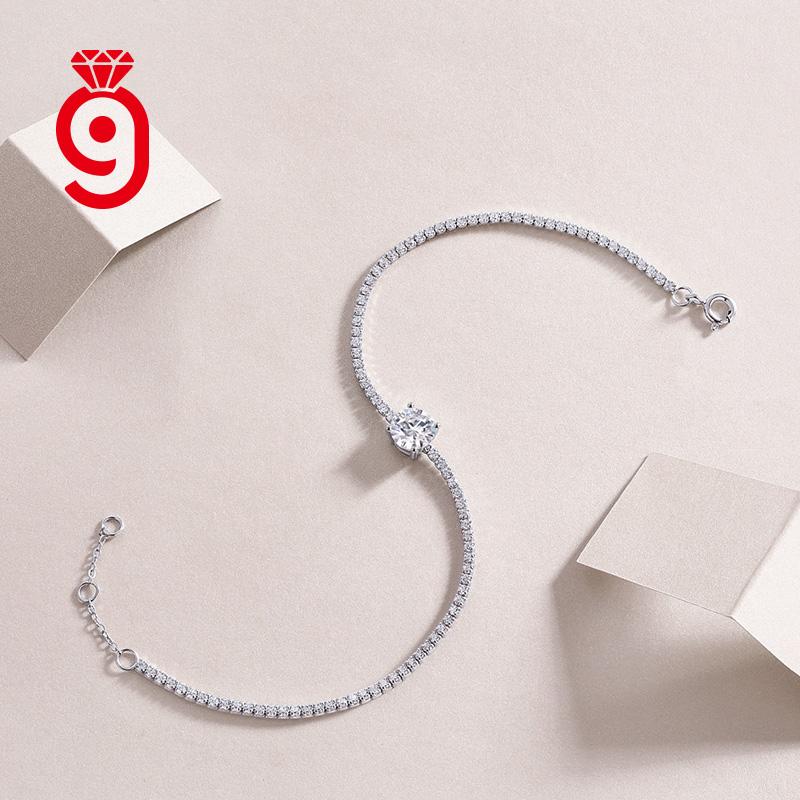 1 Carat Moissanite Diamond  S925 Sterling Silver Luxury Wedding Celebration Exquisite Bracelet Jewelry Gifts Women's Bracelet